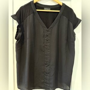 FORTUNE + IVY Black V-Neck Blouse